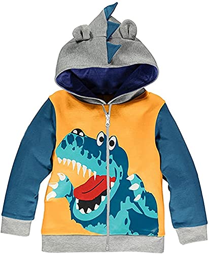 Garsumiss Kids Hooded Jungen Dinosaurier Sweat Shirt,Yellow,Tag 110/2-3 Jahre