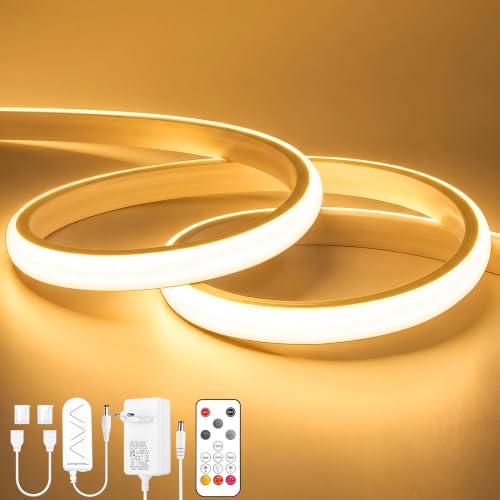 OYKYOHEI COB LED Streifen, Warmweiss Dimmbar Leiste mit Fernbedienung, 6m