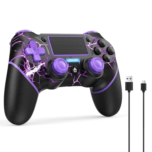 Reddening für PS4 Controller,Controller PS4 für PS4/Pro/Slim/PC,Gamepad Joystick mit Turbo/Zurück Taste/Dual Vibration/6-Achsen Gyro Sensor/Touchpanel(Lila)
