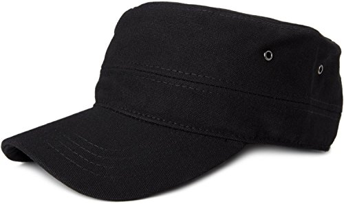 styleBREAKER Unisex Military Cap aus Baumwoll-Canvas | Army Cap mit gebogenem Schirm | verstellbare Schirmmütze für Damen und Herren, Farbe:Schwarz