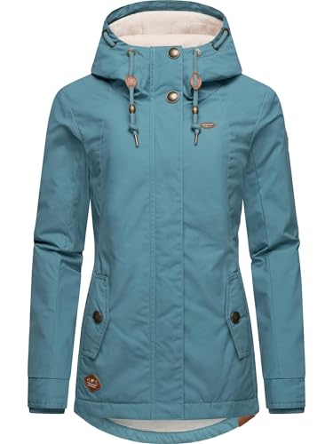 Ragwear Damen warme kurze Winterjacke mit Kapuze Monade Intl Ocean Green24 Gr. M