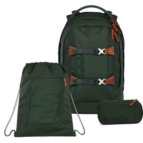 Satch Pack Nordic Skandi Edition Schulrucksack Set 3tlg. inkl. Schlamperbox und Sportbeutel (Nordic Forest Green)