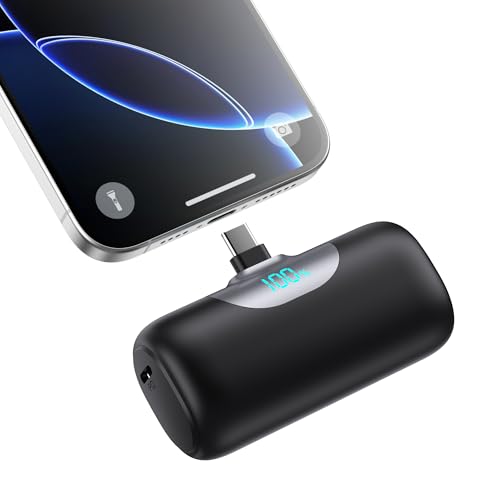 Power Bank USB C 5500mAh, Mini Powerbank Klein Aber Stark 22.5W PD 3.0 Schnelles Aufladen Tragbares Externer Akku mit LED Display Kompatibel mit iPhone 17/16/15 Serie, Samsung S25/24, Huawei usw