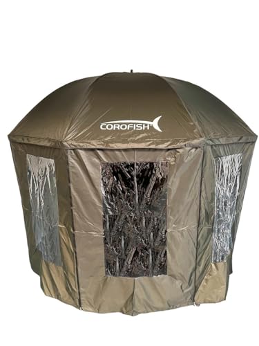Corofish Schirmzelt 300cm mit Reißverschluss und 360° Seitenteil Anglerschirm