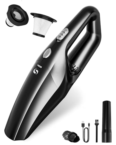 SERVOMASTER Handstaubsauger, Handstaubsauger Akku kabellos, Mini Staubsauger, Auto Staubsauger Wiederaufladbar mit Waschbar HEPA-Filter, für Auto Haus Büro, für Männer und Frauen, Schwarz