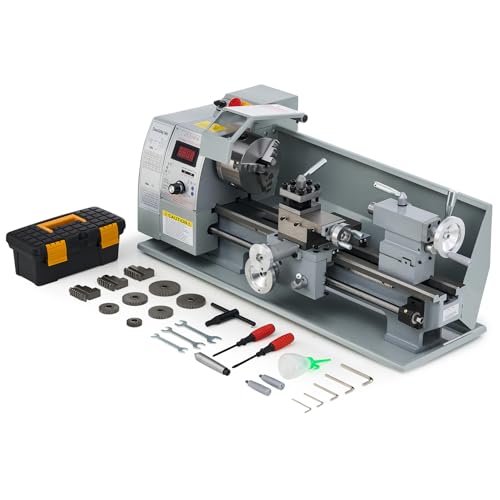 CREWORKS 750W Mini-Metalldrehmaschine 8x16 Zoll Tischdrehbank 210x400MM für Heimwerker Metall- und Holzbearbeitung