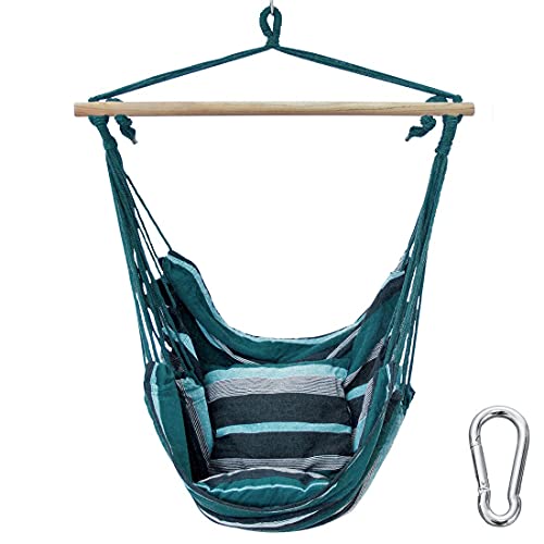 yourGEAR Lombok - Hängesessel mit 2 Kissen - Sitz-Hängematte - Farbauswahl Smaragd (Grün) oder Aqua (Blau) - max. 240 kg TÜV geprüft - Hängesitz Hängeschaukel 360° Swing Chair