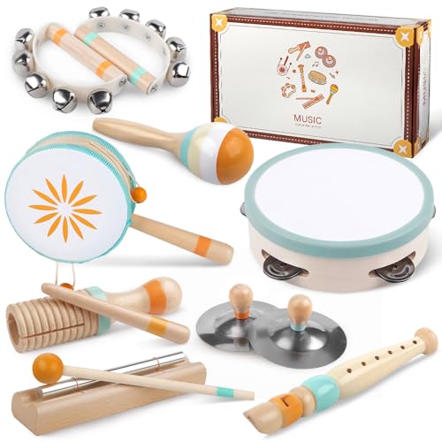 Kleinkind-Musikinstrumente, Montessori-Musikinstrumente für Babys, Percussion-Instrumente für 1-Jährige Jungen und Mädchen, Geburtstagsgeschenk für Kinder von 1-3 Jahren (8 in 1)