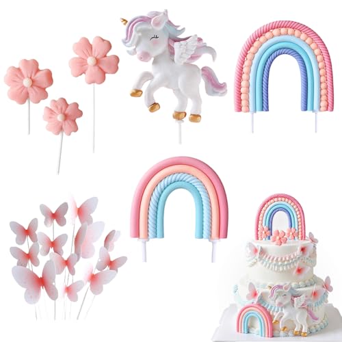 TENGWA Einhorn Tortendeko 18 Stück Unicorn Cake Topper Kuchendeko Einhorn