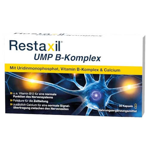 Restaxil® UMP B-Komplex - Hochwertiges Nahrungsergänzungsmittel mit Uridinmonophosphat, gesamten Vitamin B-Komplex mit u.a. Vitamin B12 und Folsäure - 30 Kapseln