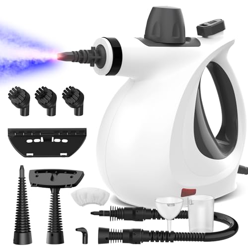 Dampfreiniger, Dampfreiniger Handgerät Mehrere Oberflächen mit 11 Zubehör, 1050 W Mehrzweck Steam Cleaner, Chemikalienfreier Handdampfreiniger für die Reinigung von Fenstern, Sofas, Fugen und Auto