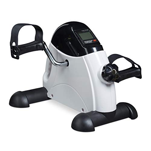 Relaxdays Unisex – Erwachsene motionscykel Relaxdays Mini Heimtrainer Pedaltrainer f r Zuhause B ro Arm Beintrainer Senioren HBT 30x, schwarz/weiß, 30x35x41 cm EU