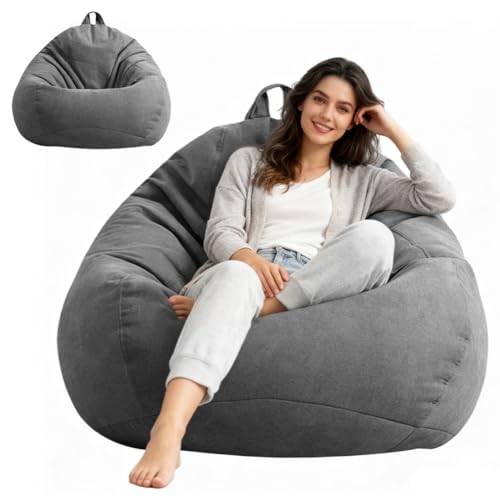Umllpet Sitzsack XL, Sitzsäcke Tropfenform nur Bezug (ohne Füllung), Bean Bag Chair für Erwachsene Kinder, Gaming Sitzsack für Wohnzimmer Kinderzimmer Sofa Outdoor Deko, 100x120cm (Dunkelgrau)