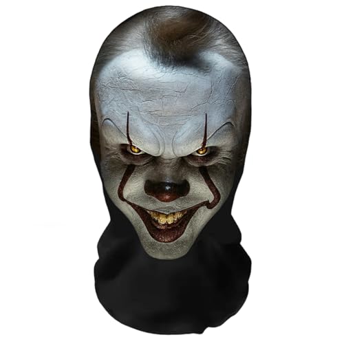 Aristo Solutions Realistische Pennywise 3D-Druck Vollgesichtsmaske – Atmungsaktiv, leicht & bequem, ideal für Cosplay, Partys, Halloween, Karnveal & Events IT
