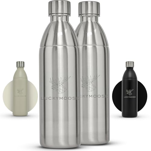 Luckymoose Infinity Edelstahlflasche (1,1L) kompatibel mit SodaStream DUO & TERRA Wassersprudler – Umweltfreundlich, Bruchsicher und Spülmaschinenfest – hochwertiger 304 Edelstahl statt Plastik