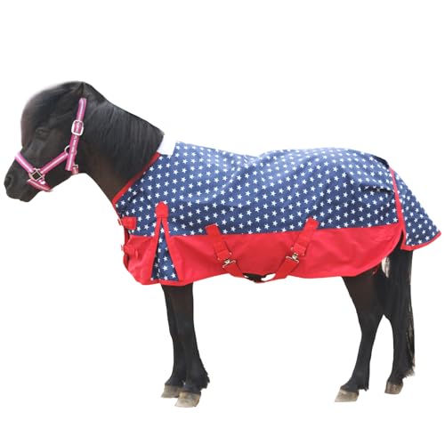 Gallopoff 1200D Pony/Shetty Pferdedecke ohne Füllung (0 g), Leichte, wasserdichte, Atmungsaktive und Reißfeste Regendecke für Fohlen, Minipferde, Zwergpferde, Kleinpferde und Miniponys