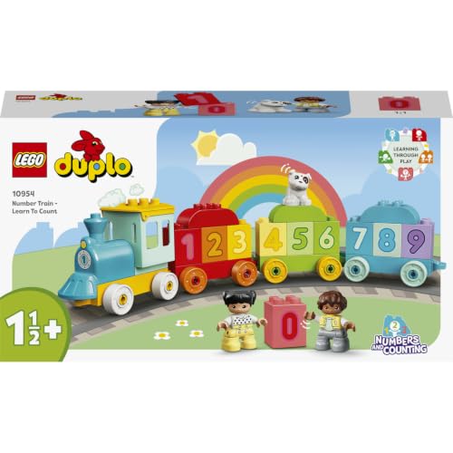 LEGO DUPLO Zahlenzug – Zählen Lernen 10954 | Spielzeug ab 1 Jahr für Jungen & Mädchen, Lernspielzeug für Kleinkinder, Zahlenbausteine, 2 Spielfiguren, Geschenk, 23 Teile