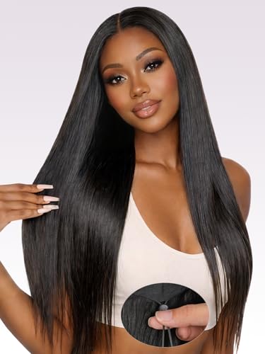 22 Zoll Straight Real Human Hair Wig with Drawstring Perücke Damen Echthaar 12A 200% Density 9X6 Wear And Go Glueless HD Lace Front Wig Human Hair For Women Pre Plucked Pre Cut Friendly To Beginners