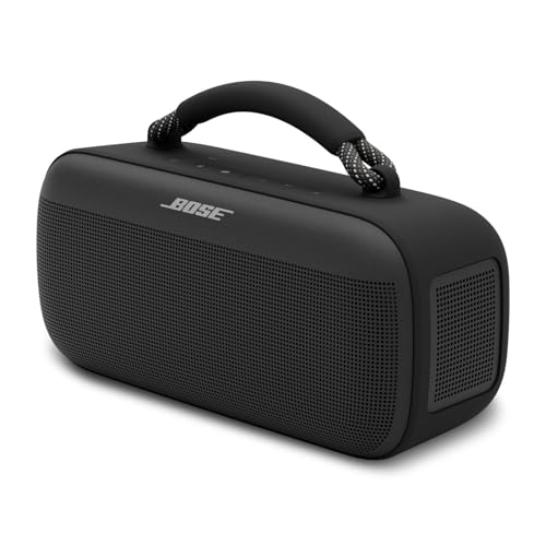 Bose Tragbarer SoundLink Max Lautsprecher, große tragbare Bluetooth Boombox mit Akku, wasserdichte Lautsprecher Boxen, bis zu 20h Akkulaufzeit, USB-C, integrierter 3,5 mm AUX-Eingang, Schwarz