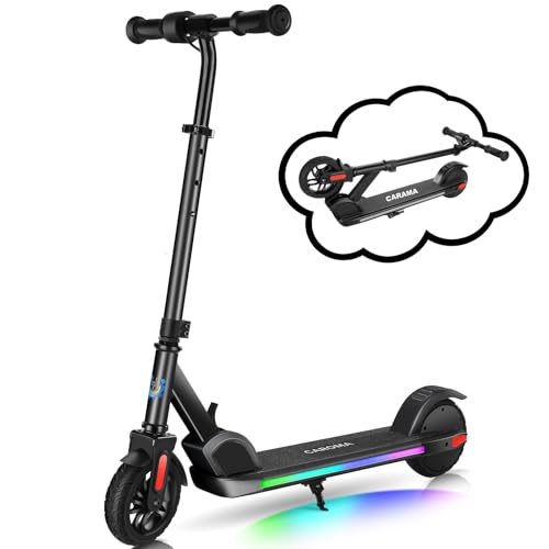 Caroma E35 Elektroroller für Kinder von 6-12 Jahren, Faltbarer E Roller Scooter mit Bunte Leuchten & LED-Anzeige, Einstellbare Geschwindigkeit und Höhe, Maximale 16km & 16km/h Blau