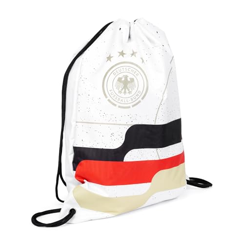 Offiziell lizenzierter DFB Turnbeutel – Deutschland Fussball Gymsac mit Retro-Muster, Weiss Fußball (44 x 33 cm)