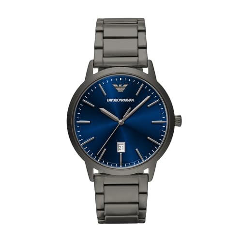 Emporio Armani Montre Pour Homme, Mouvement à Quartz Avec Date à Trois aiguilles et boîtier de 43 mm Avec Bracelet en Acier inoxydable
