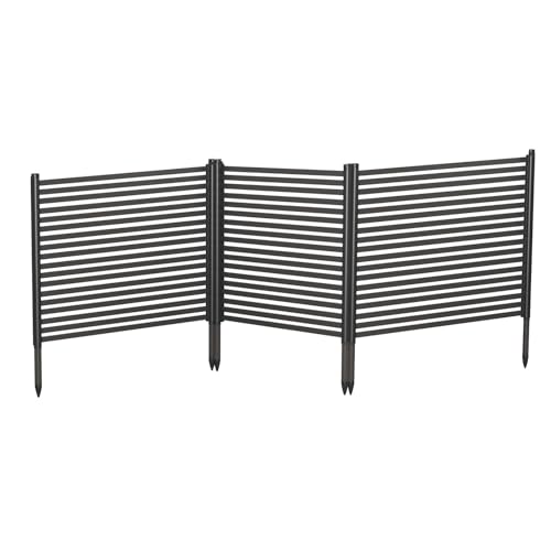GarveeLife Gartenzaun aus Metall, 3 Stück Komplettset Sichtschutzzaun, 270 * 124cm Balkonsichtschutz, Steckzaun Zaunelementen, Tierbarriere, Zaunsichtschutz für Terrasse & Garten