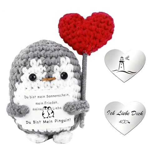 qianduoduo Positive Pinguin Ich Liebe Dich Geschenke für Frauen Männer, Jahrestag Geschenk für Sie Ihn, Geschenke für Freundin, Partner Geschenk, Hochzeitstag, Valentinstagsgeschenk