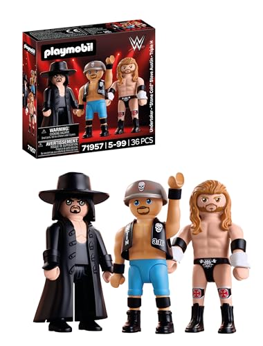 PLAYMOBIL | WWE® | Attitude Era Multipack | Figuren‑Set mit Undertaker, “Stone Cold” Steve Austin & Triple H | Für Fans ab 5 Jahren | 71957