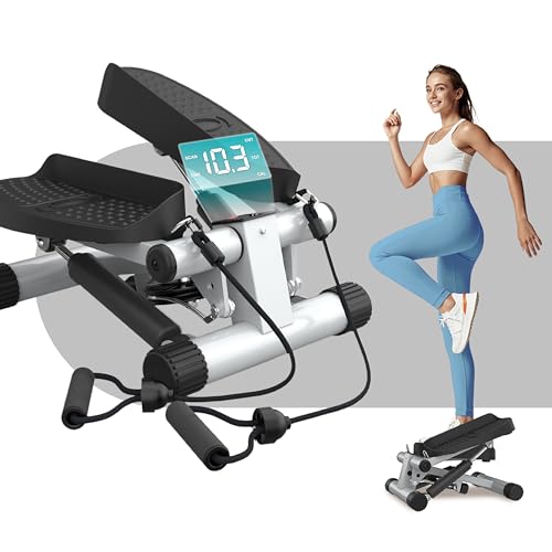 Niceday Mini Stepper für Zuhause | Up-Down Stepper mit Power Ropes | Hometrainer mit LCD Display | 2 in 1 Trainingsgerät bis 100kg | Bein/Arm Trainer, Home Fitness Exercise