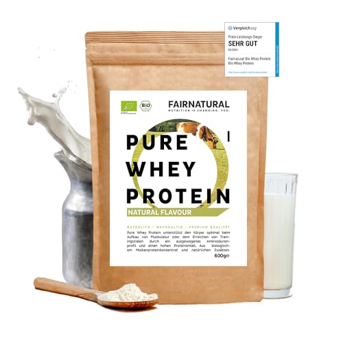 BIO WHEY Protein-Pulver Neutral ohne Chemie [Regional aus Deutschland] - Eiweiß-Pulver ohne Süßungsmittel für Eiweiß-Shakes & als Low-Carb Backprotein - 600g Molkenprotein ohne Zucker und ohne Soja