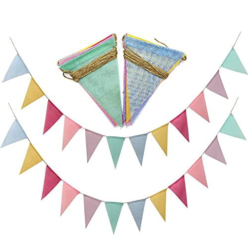 2 Stück Bunt Wimpelkette Wimpelbanner Wimpelgirlande Outdoor Girlande Deko für Hochzeit Geburtstag Weihnachten Kinderzimmer Dekoration (Jede Girlande ca. 4.2M)