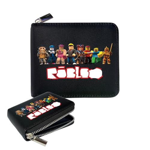 FYFLYMT Roblx Geldbörse, Gaming Design Unisex Geldbeutel Kurz Faltbar mit Münzfach und Kartenhalter Robustes PU Leder Portmonee im Pixel Look Geschenk für Gamer