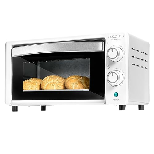 Cecotec Tischofen Bake&Toast 1090 White, 10 L, 1000 W, Timer 60 Minuten, einstellbare Temperatur bis zu 230ºC, Backblech, Grillrost und Zangen.