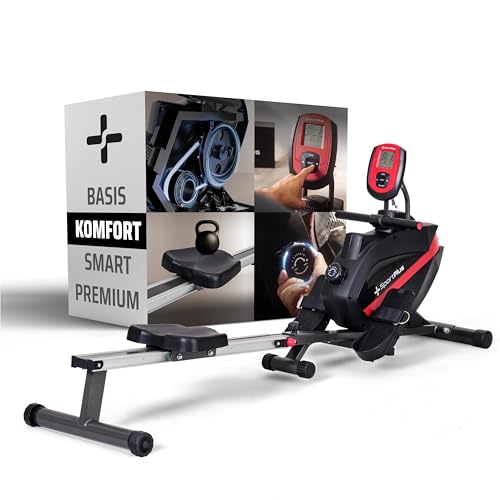 SportPlus | Rudergerät für zuhause | Designed in Germany, klappbar, leises Magnetbremssystem, 8 Widerstandsstufen, Schwungmasse 8kg