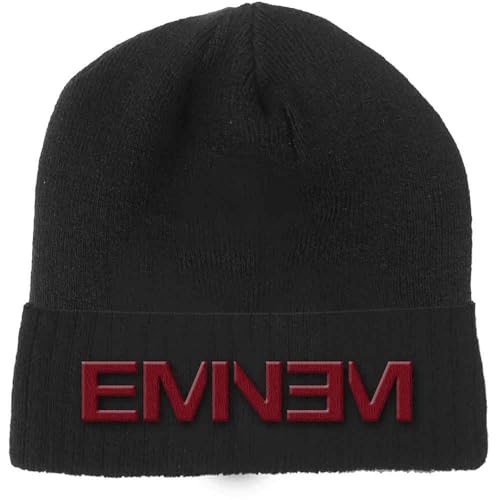 Eminem Mütze Beanie Logo Nue offiziell Schwarz Unisex One Size