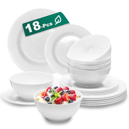 6 Set 18 Teiliges Geschirrset – Unzerbrechlich Leicht Mit 26 Oz Müslischalen 8 Zoll Desserttellern 10,5 Zoll Esstellern Spülmaschinenfest Wiederverwendbar Geschenk Für Zuhause Den Täglichen Gebrauch