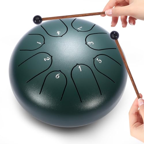 Zungentrommel 6 Zoll,Regentrommel für den Garten,Handpan Instrument Stahlzungentrommel,6'' 8 Noten musikinstrumente für Klangheilung Meditation Yoga