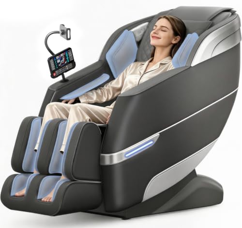 YONISEE 4D Massagesessel Ganzkörpermassage mit SL-Schiene, Sprachsteuerung