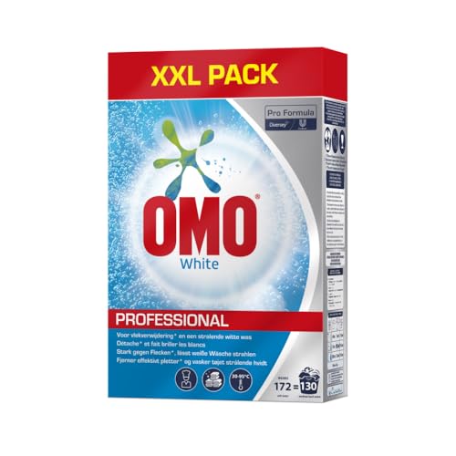 Omo Professional White Waschmittel Pulver Großpackung für strahlend weiße Wäsche und hohe Flecklösekraft, für 130 Wäschen