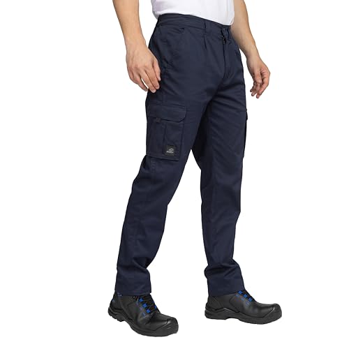 BWOLF Prime Arbeitshose Herren Arbeitshose Herren mit vielen Taschen und extra verstärktem Hosenbund Cargohose mit Spandex (DE/NL/SE/PL, Alphanumerisch, L, Regular, Regular, Blau)