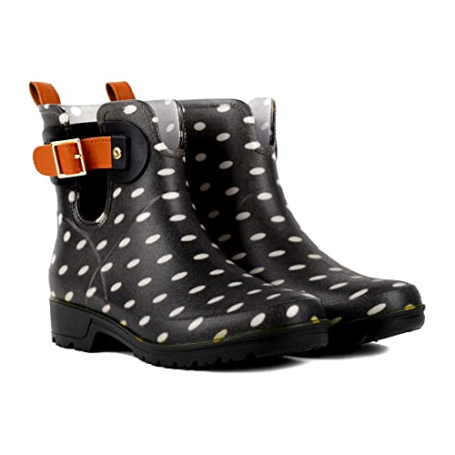 Geweo Gummistiefel Damen Halbhoch Chelsea Herren Wasserdicht Regenstiefel Frauen Atmungsaktiv Stiefel Gummi Kurzschaft Flach Dicke Sohle Arbeitsstiefel Dalmatians Gr. 39