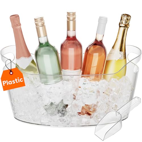 Lifewit 6,5 L Flaschenkühler Kunststoff mit Eisschaufel, Groß Sektkühler Schale mit Griffen für Wein Bier Champagner Getränke, Ice Bucket Eiskübel Getränke Kübel Cooler 38 ×18×20 cm/15x7x8