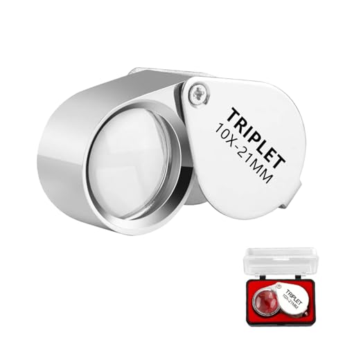 Forevat Schmuckvergrößerung Glas, Juwelierslupe, 10X Vergrößerungsglas Metall, Faltbare Taschenlupe, Lupenglas für Juweliere zur Schmuckidentifizierung