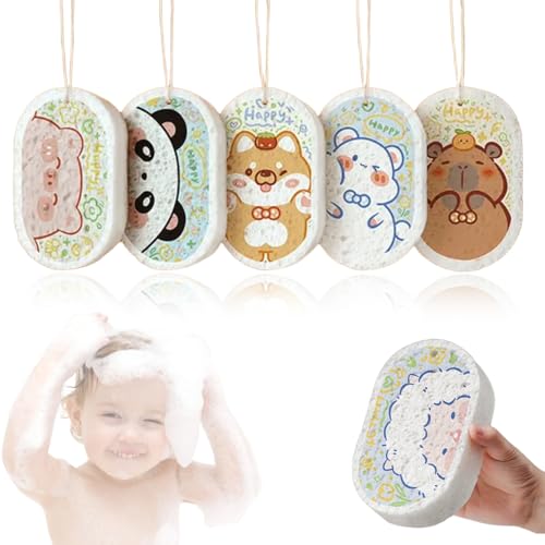 JEYORZY Badeschwämme Kinder, 5 Stück Baby Wasch Schwamm, Badeschwämme, Badeschwamm Kinder, Duschschwamm, Badeschwamm Süß, Duschschwamm Baby, für Tiere Formen - Zufälliges Muster