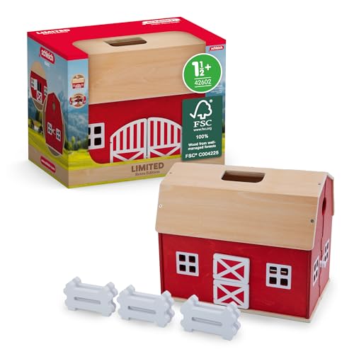Schleich FARM WORLD | Großer Bauernhof aus Holz 42602 | Set inkl. Haus, 6x Zaun & Zubehör | Farm aufklappbar | Geschenkidee für Jungen und Mädchen | Bauernhof Spielzeug ab 1,5 Jahre | Set aus 7 Teilen