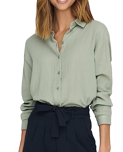 JDY Damen Musselin-Bluse JDYTheis Langarm 15271018 Desert Sage XS