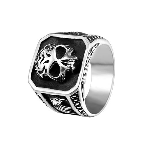 VELESAY Totenkopf Ring Herren Edelstahl Schädel Punk Biker Gothic Hip Pop Vintage Schmuck Halloween
