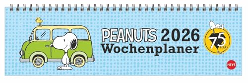 Peanuts Wochenquerplaner 2026: Kultiger Tischkalender für den Arbeitsplatz. Spiral-Kalender mit Snoopy, Charlie Brown und Co. Wochenplaner 2026 quer. (Tisch-Querplaner Heye)