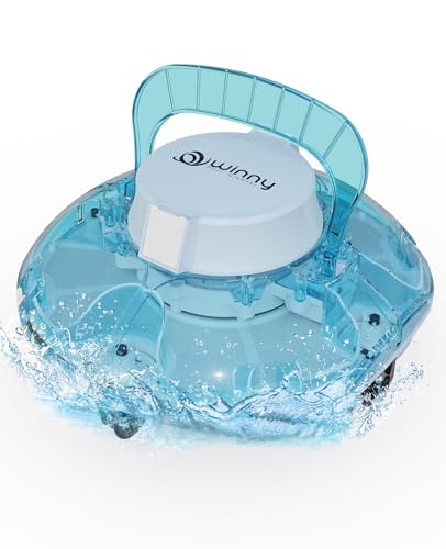 WINNY POOL CLEANER Winny 200 – Kabelloser Akku Poolsauger, Doppelfiltration, automatisches Parken, 80 Min. Laufzeit, für Aufstellpools bis 60 m², kompakt & leicht(Marine-Weiß)
